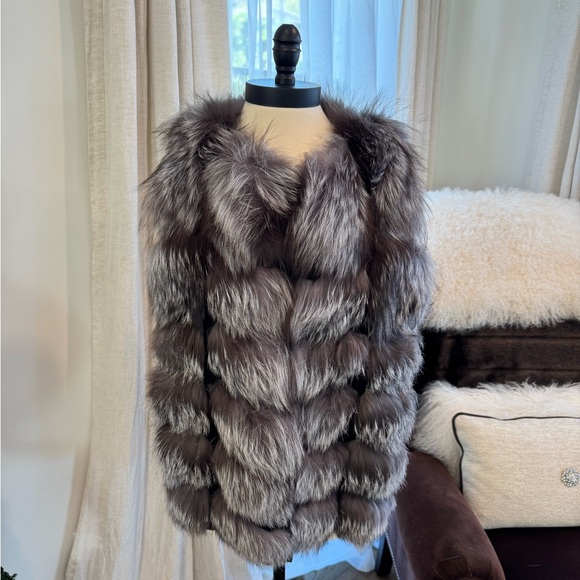 Genuine Fox Fur Vest - Grey, Silver, Black - Picture 11 of 11